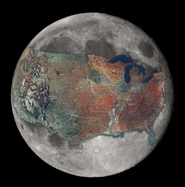 US size compared to the moon