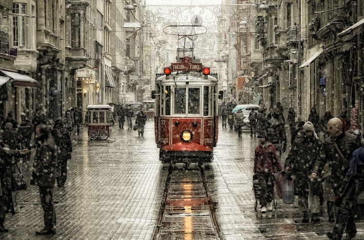 tramway and snow