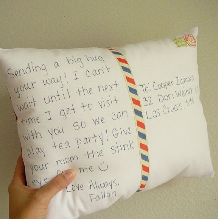 Personalized postcard pillow
