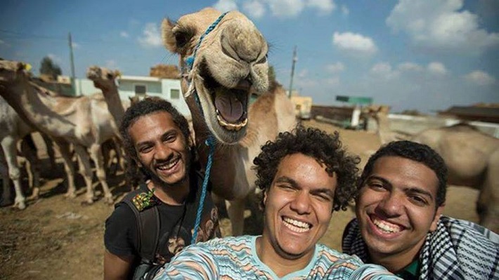 Selfie with a smiling camel